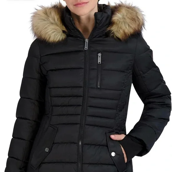 HFX Jackets Coats Womens 34 Midweight Puffer Fur Trimmed